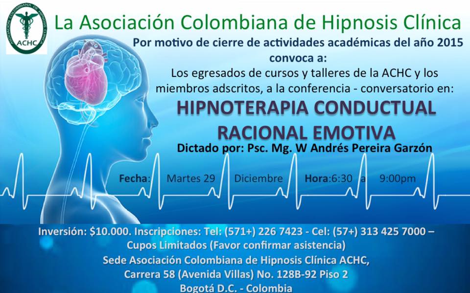 05 tabloide 26 diciembre 2015 CONFERENCIA CONVERSATORIO HIPNOTERAPIA CONDUCTUAL RACIONAL EMOTIVA